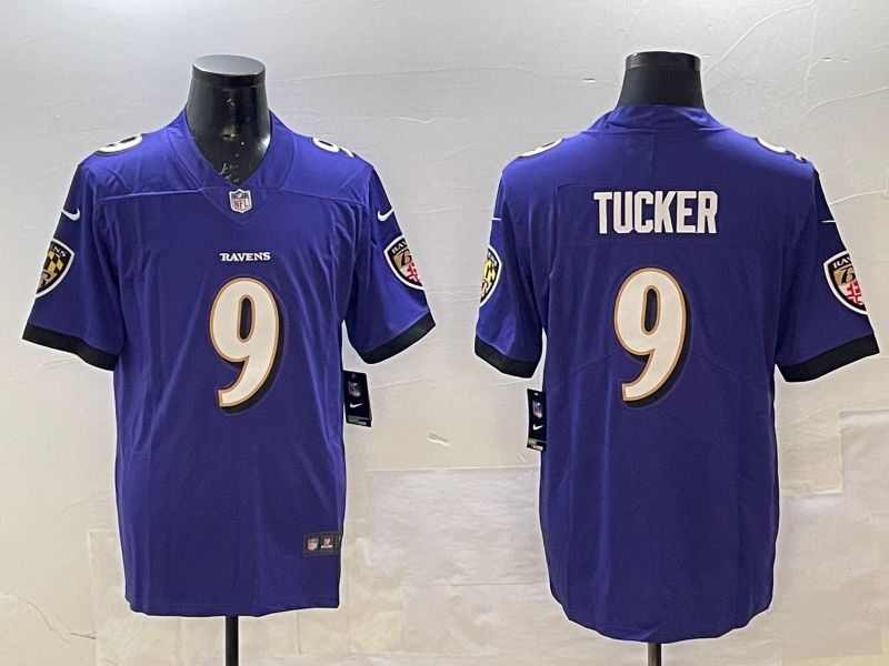 Men Baltimore Ravens 9 Tucker Purple Second generation 2024 Nike Limited NFL Jersey style 1